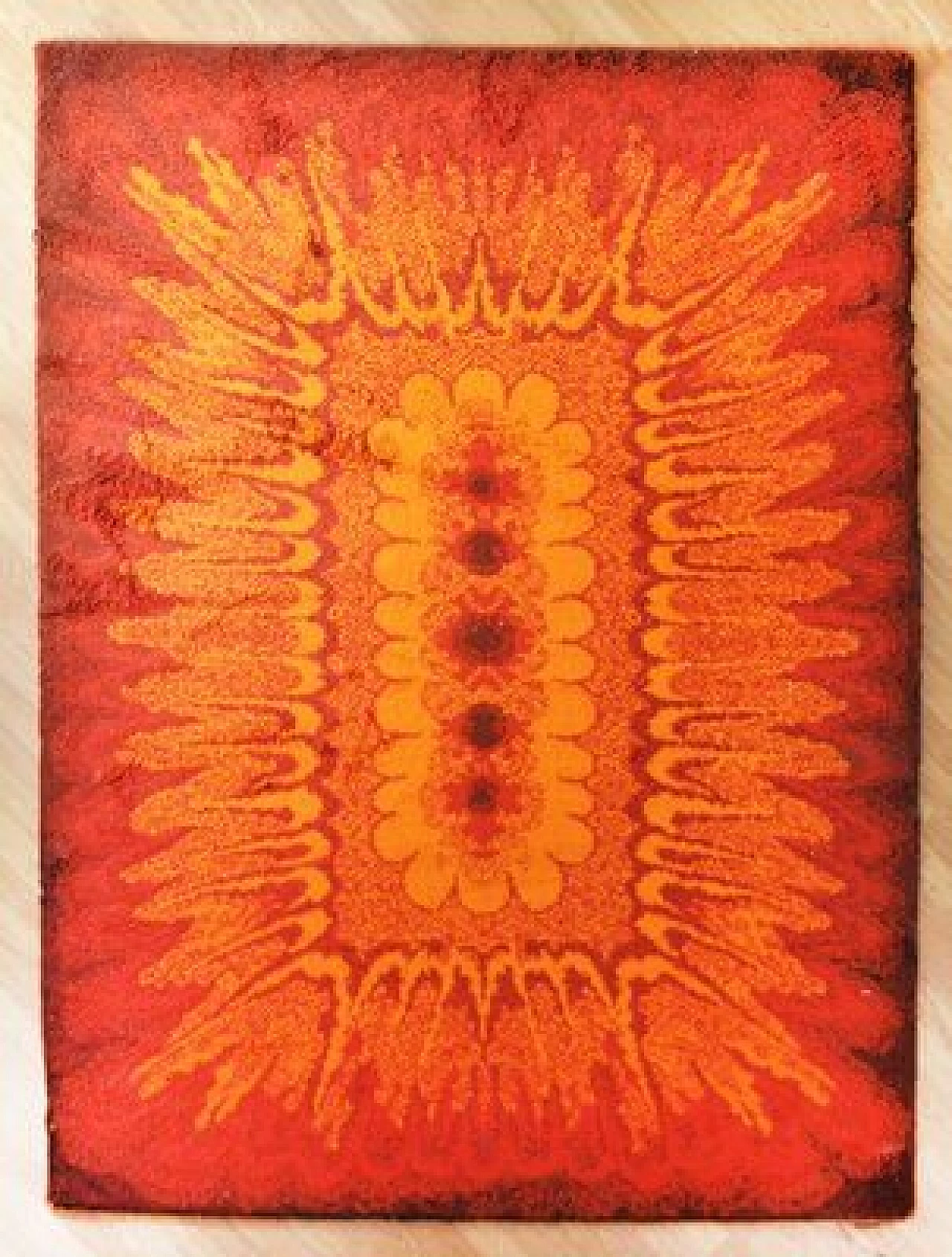 Tappeto Hippie in lana arancione e rosso, anni '70 1