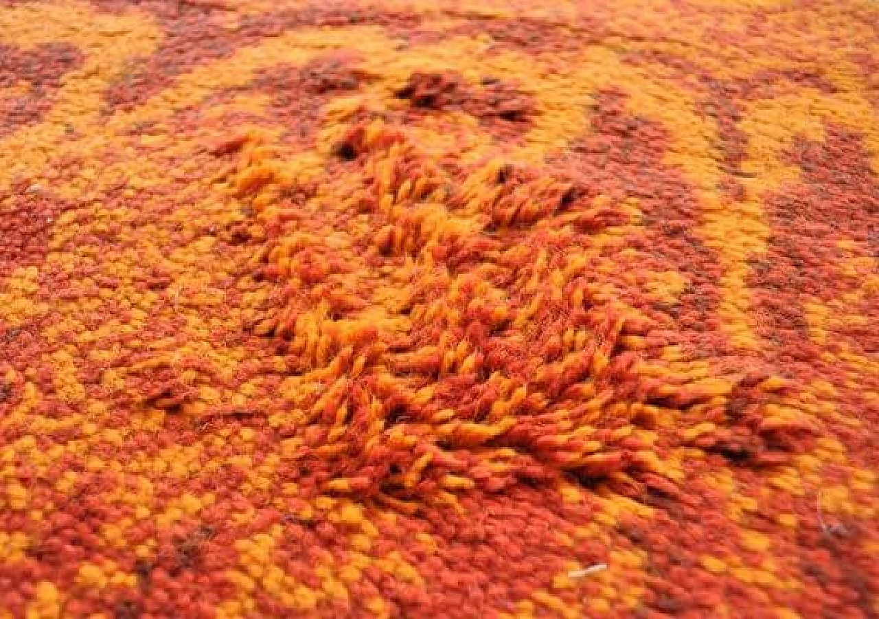 Tappeto Hippie in lana arancione e rosso, anni '70 3