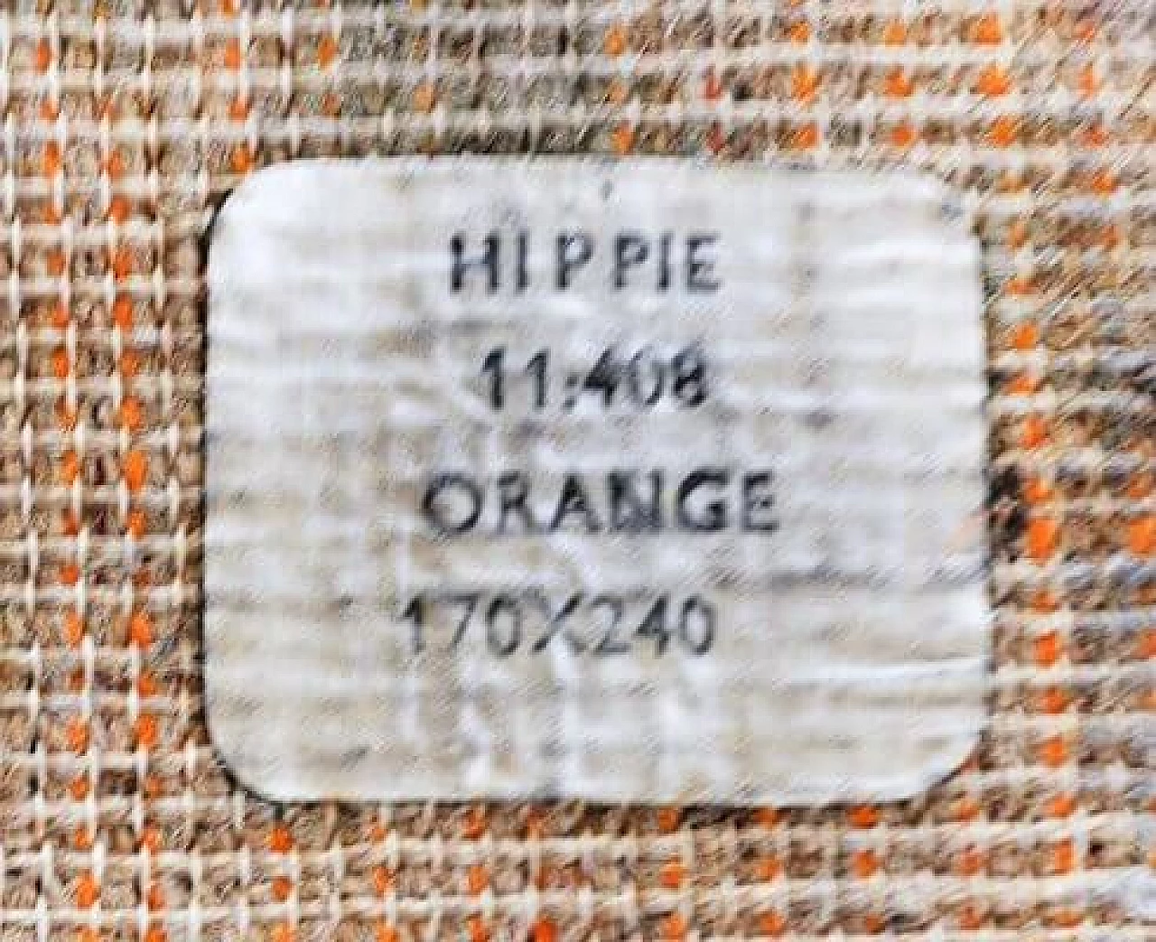 Tappeto Hippie in lana arancione e rosso, anni '70 4