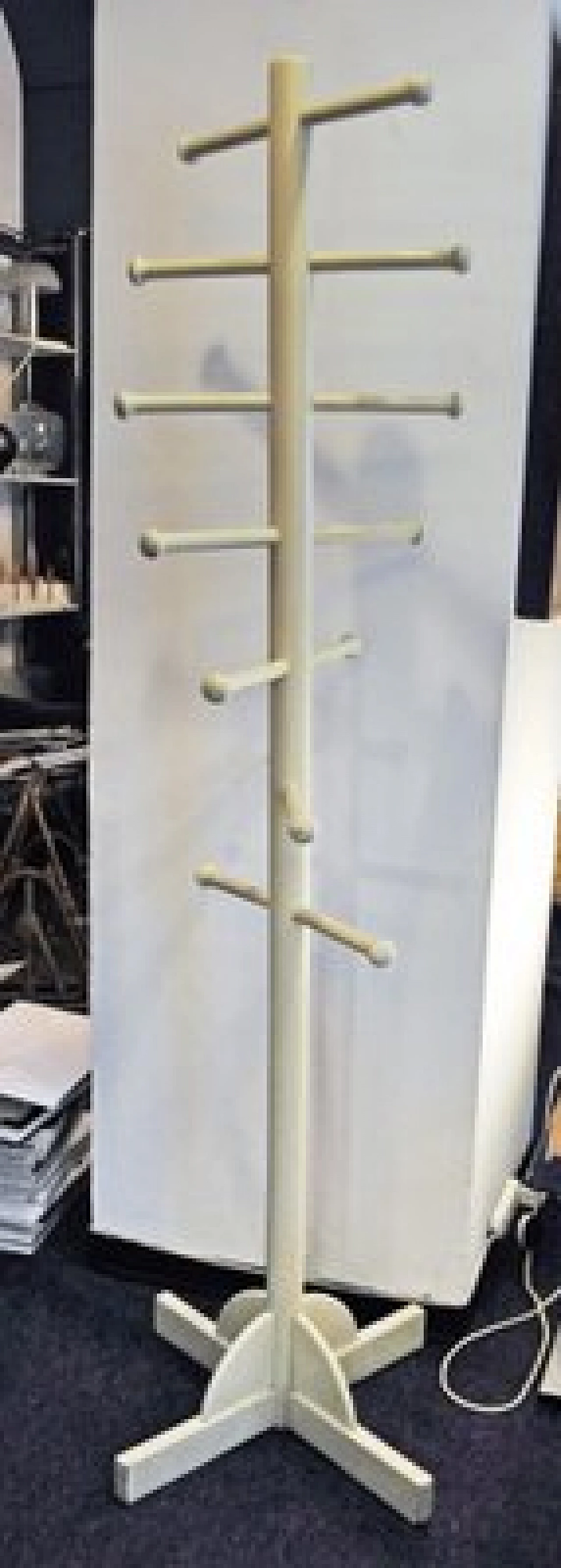 White wooden clothes rack, 1960s 1