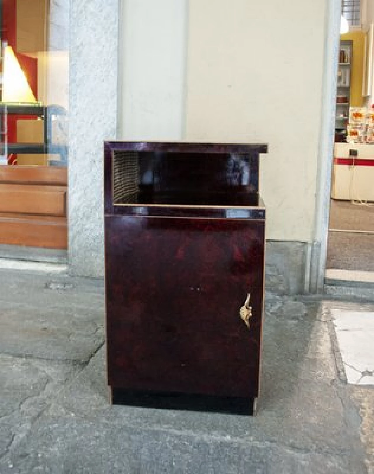 Wood and brass bedside table, 1930s 1