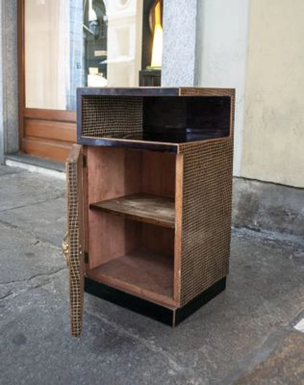 Wood and brass bedside table, 1930s 2