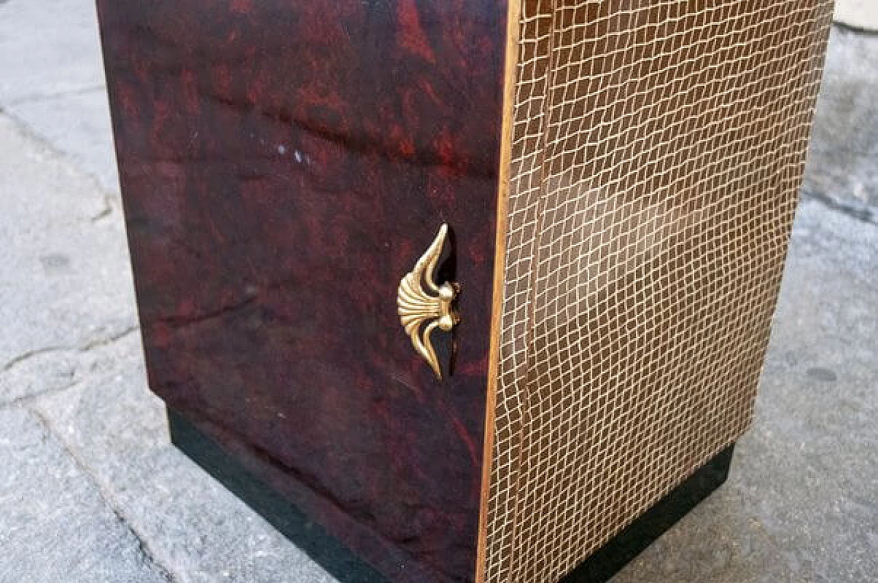 Wood and brass bedside table, 1930s 5