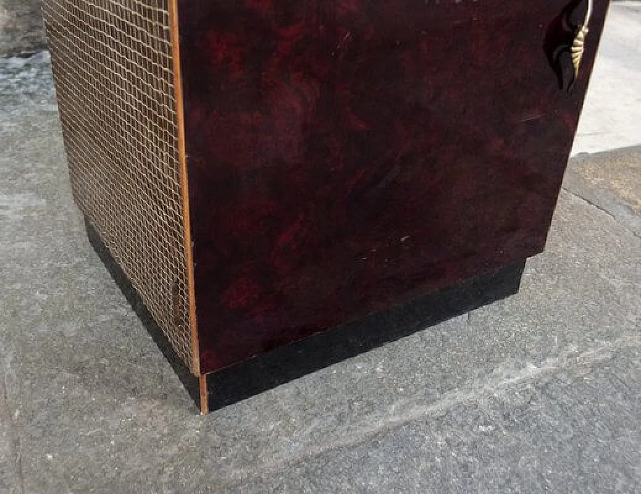 Wood and brass bedside table, 1930s 6