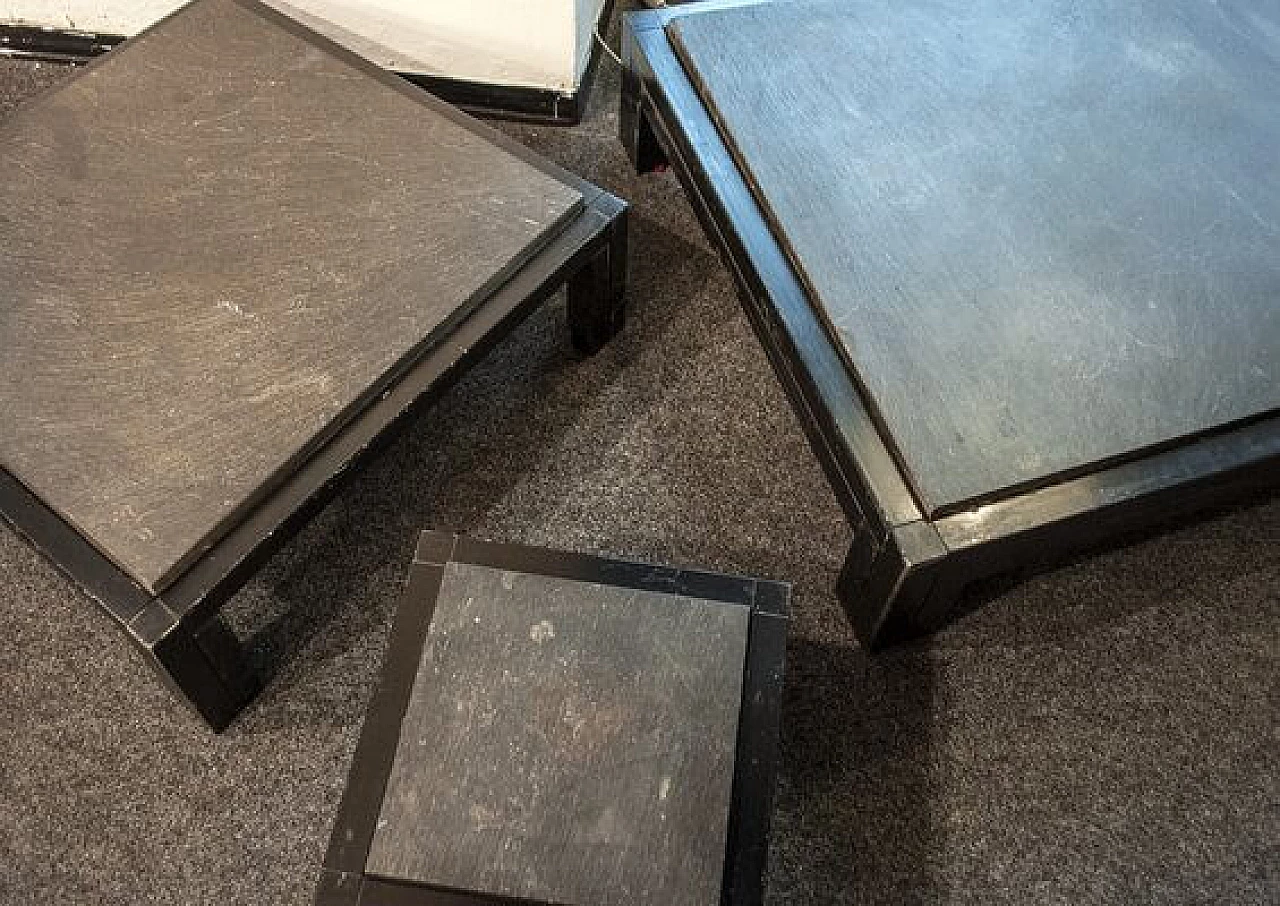 3 iron & slate coffee tables by Urano Palma from Urano Palma , 1970s 8