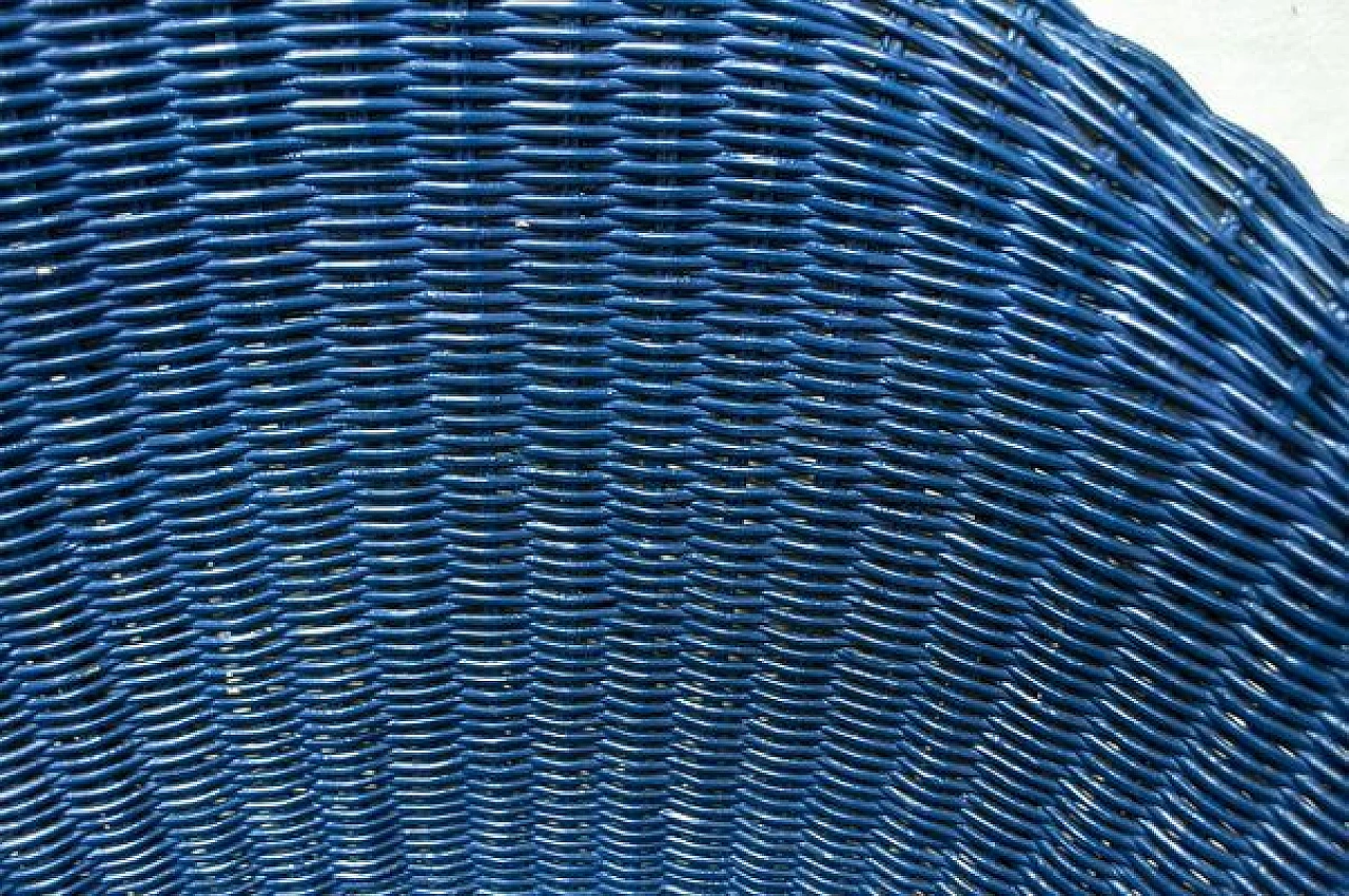 Blue wicker armchair, 1960s 4