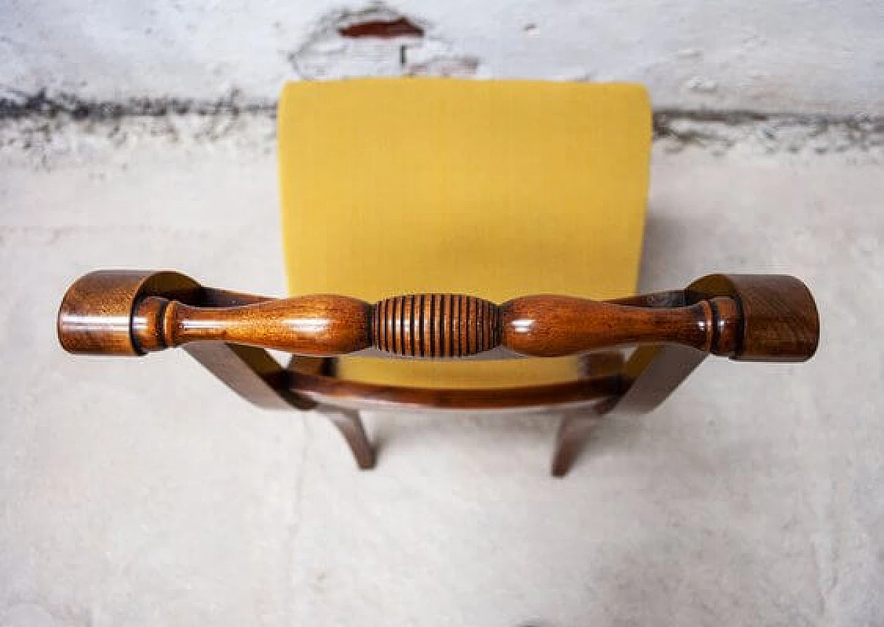 4 wooden chairs with padded seat upholdstered in yellow fabric, 1830s 5