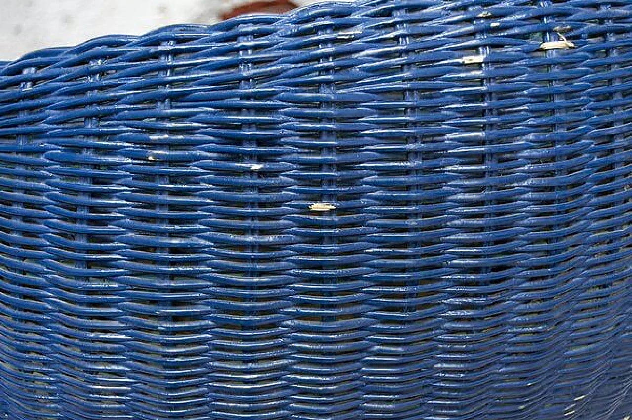 Blue wicker armchair, 1960s 5