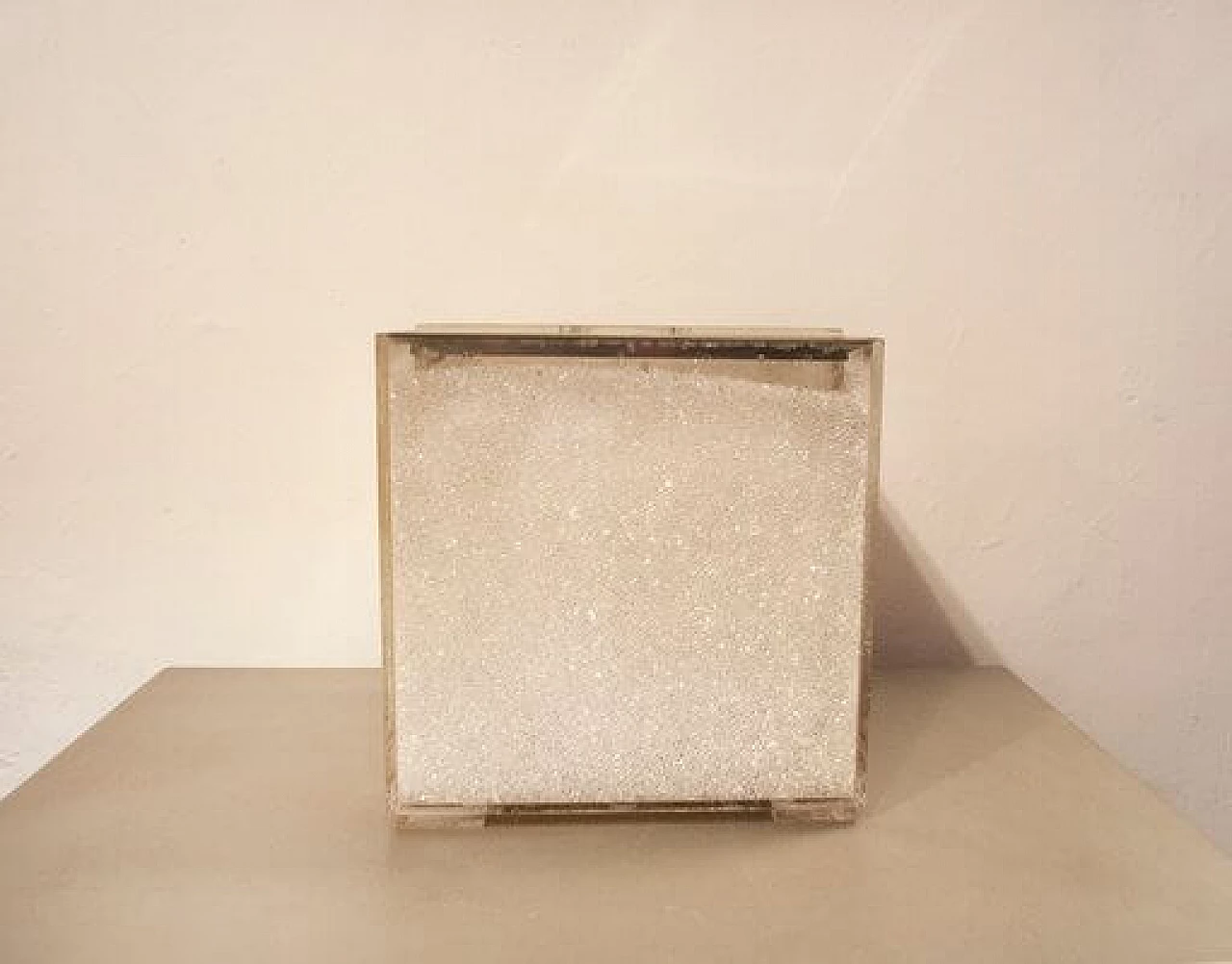 Lampada da tavolo cubica in vetro acrilico di Giorgetti e Sorgato per Studio SG, anni '70 1