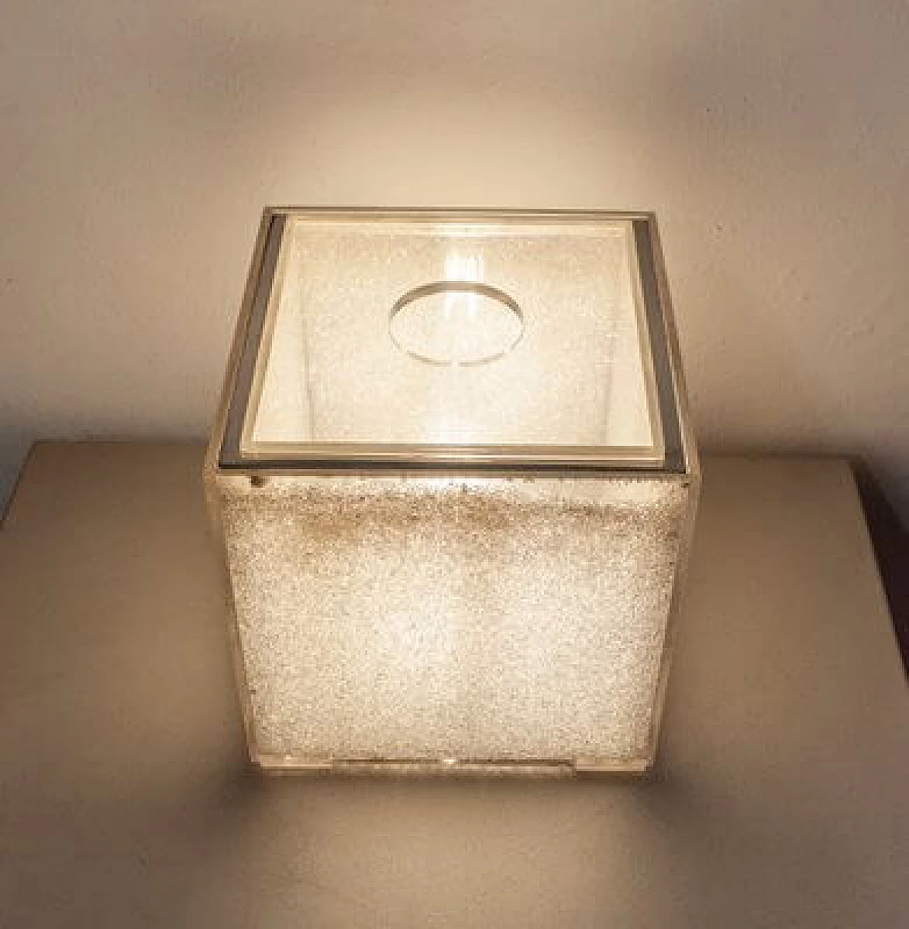 Lampada da tavolo cubica in vetro acrilico di Giorgetti e Sorgato per Studio SG, anni '70 3