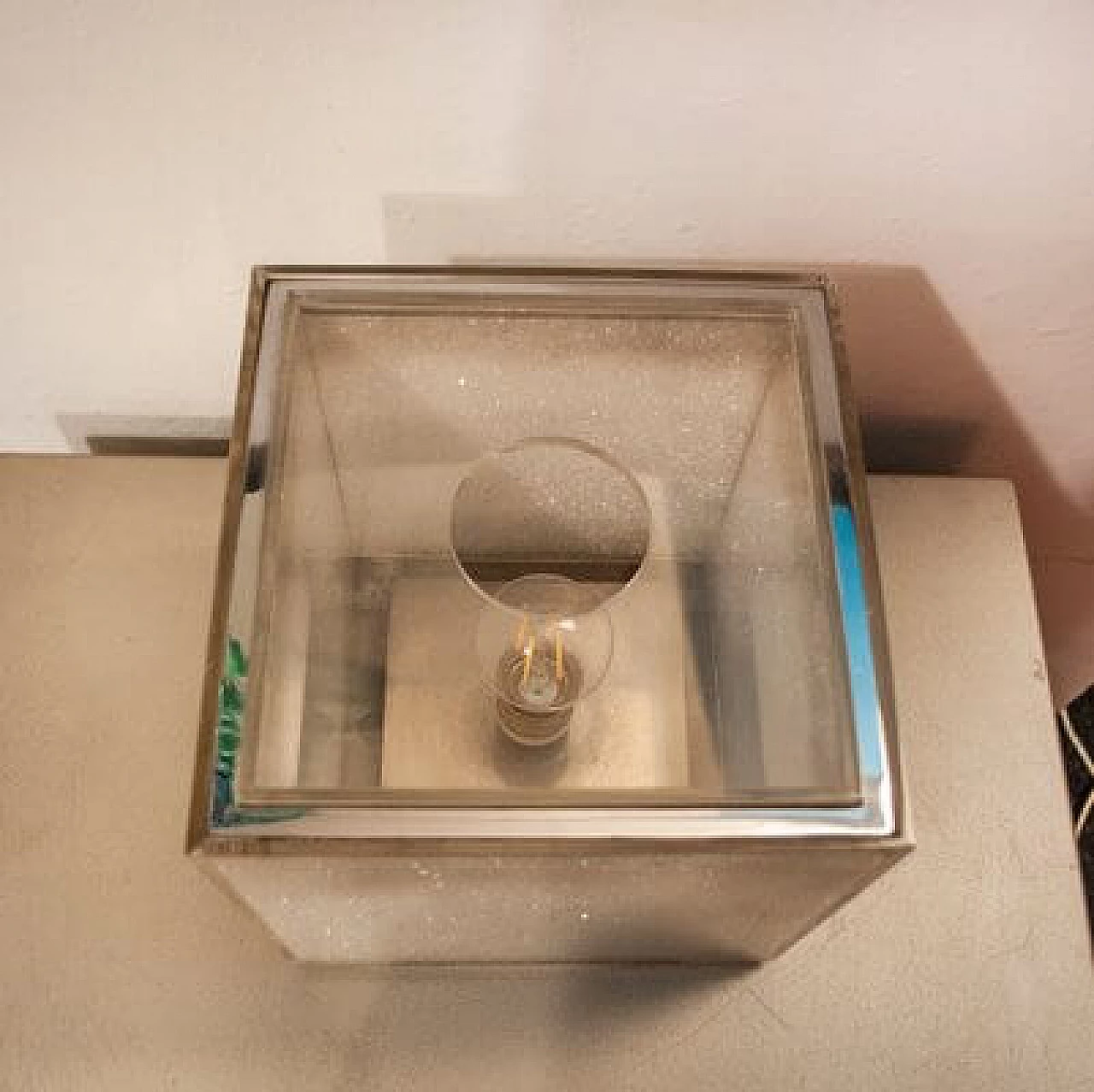 Lampada da tavolo cubica in vetro acrilico di Giorgetti e Sorgato per Studio SG, anni '70 4