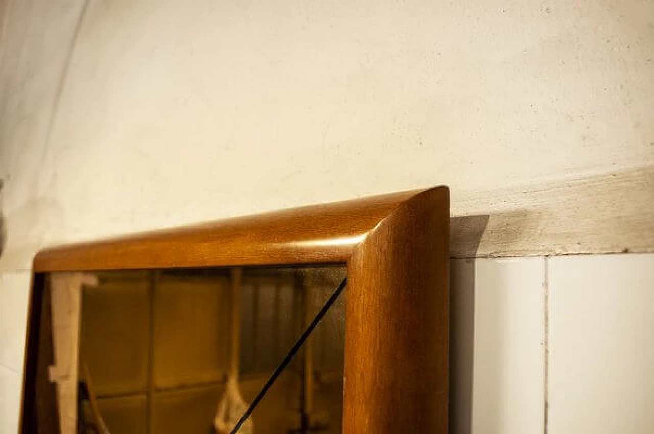 Specchio serigrafato con cornice in legno, anni '70 3