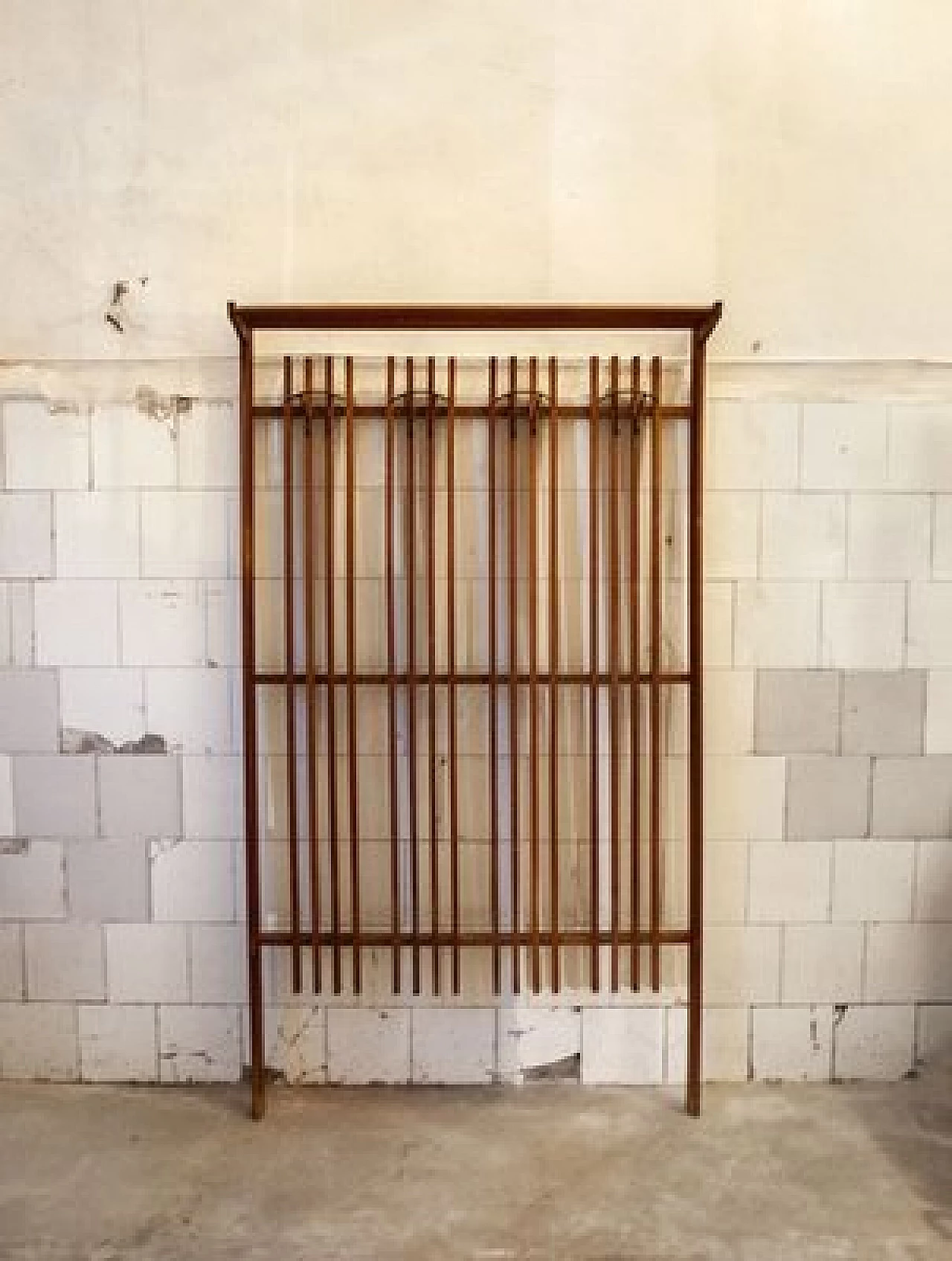 Walnut clothes stand with metal hangers, 1950s 1