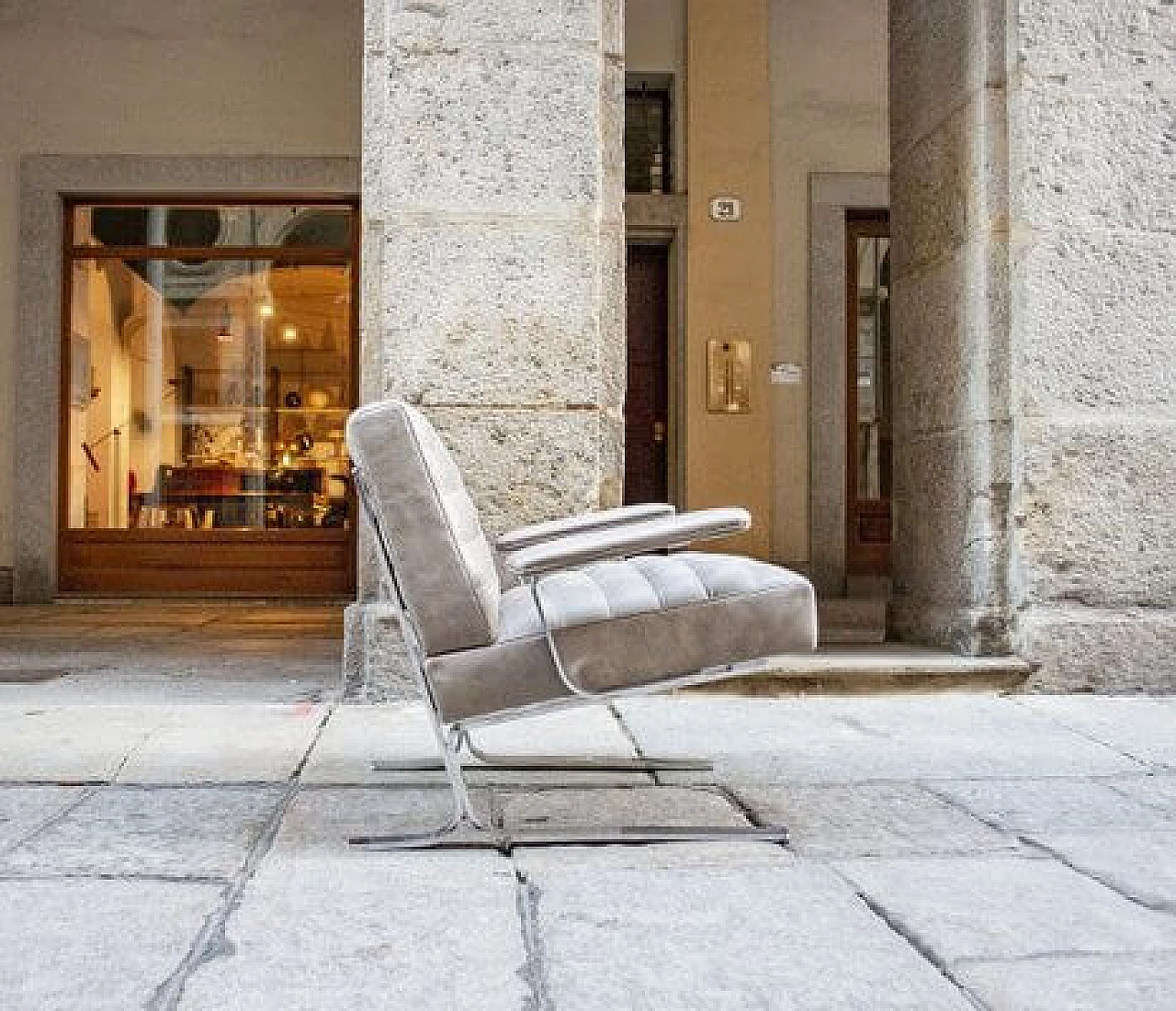 Steel and leather armchair, 1970s 4