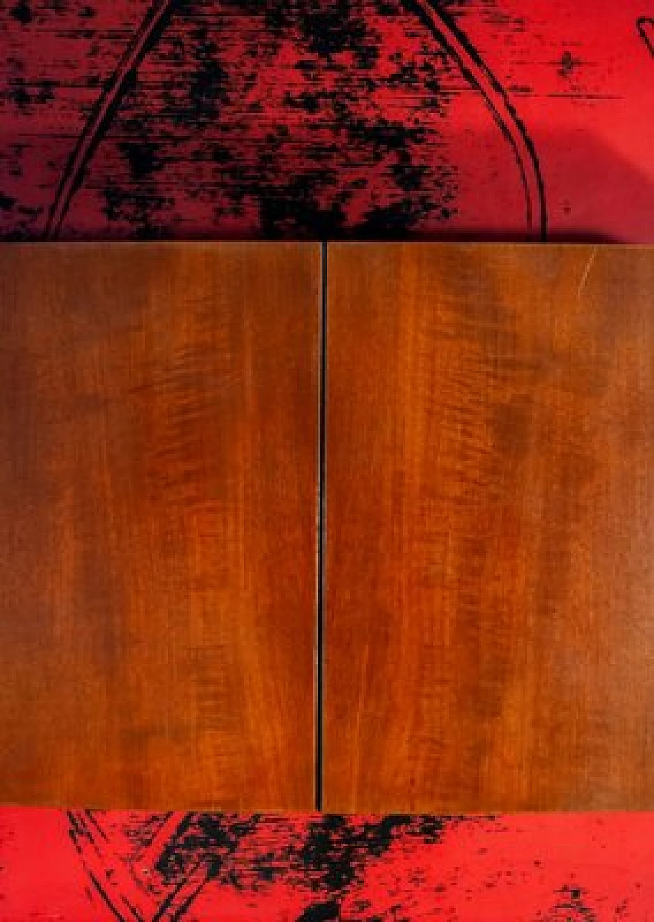 Wooden wall unit with bar cabinet decorated with boiserie, 1958 5