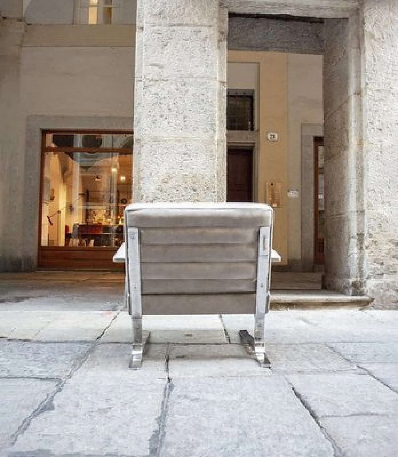 Steel and leather armchair, 1970s 5