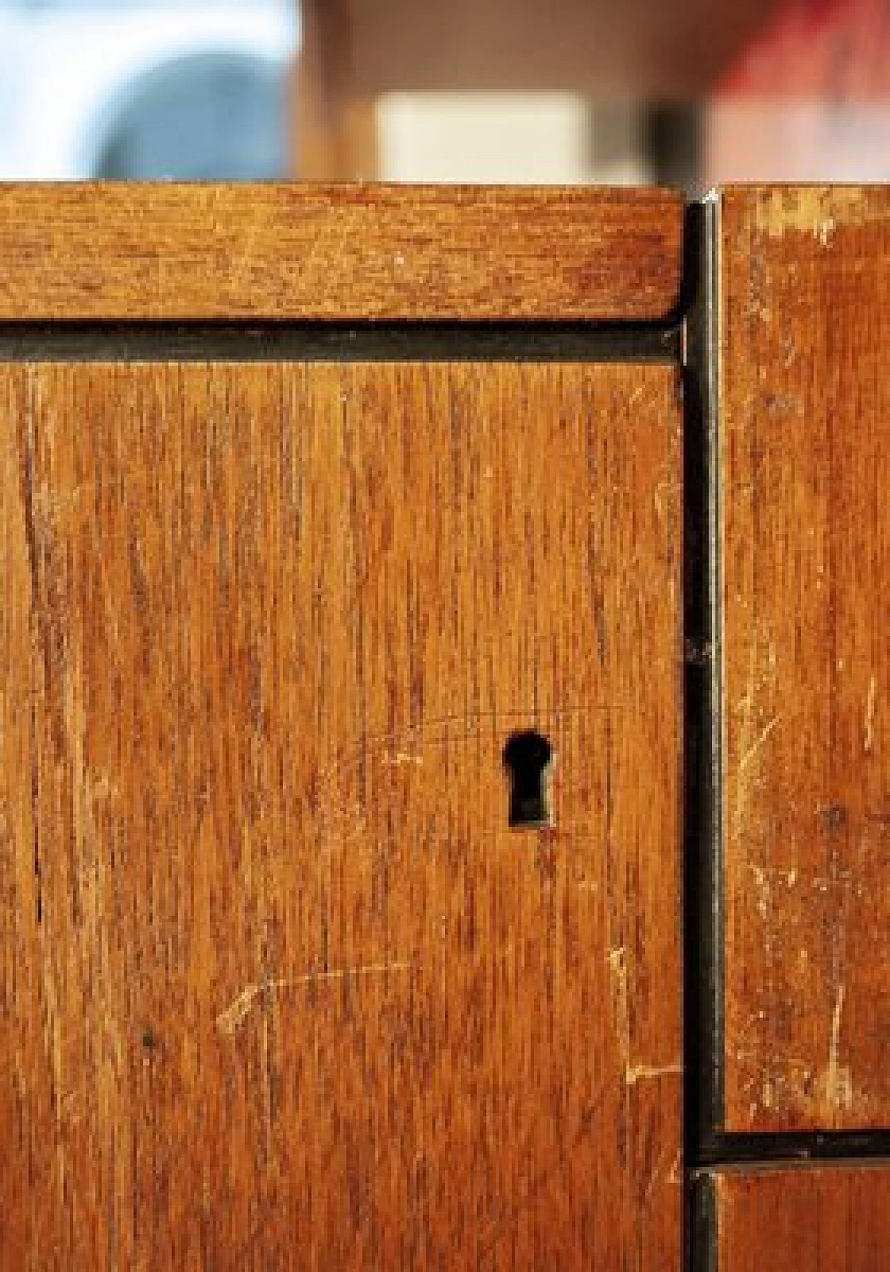 Wooden wall unit with bar cabinet decorated with boiserie, 1958 9