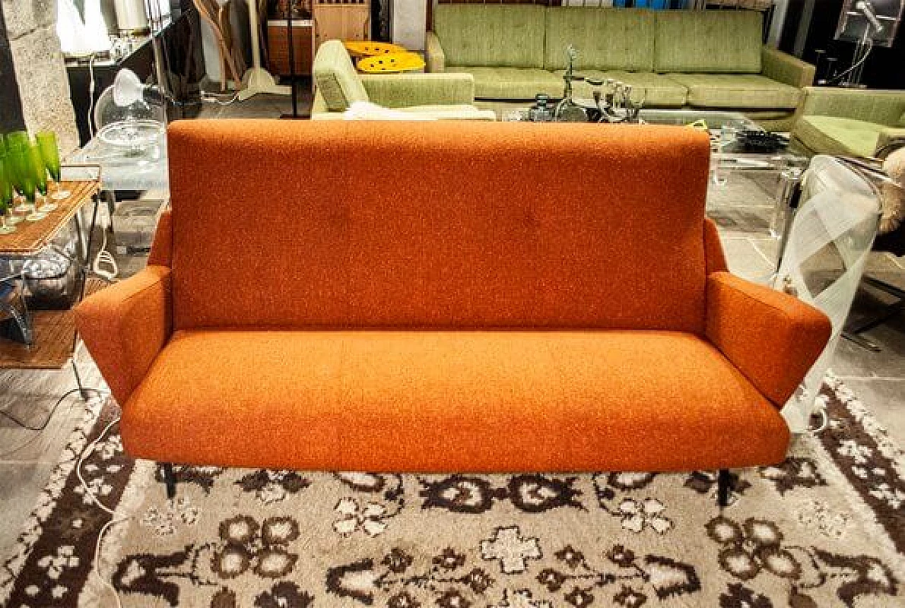 Orange sofa with iron legs, 1950s 1