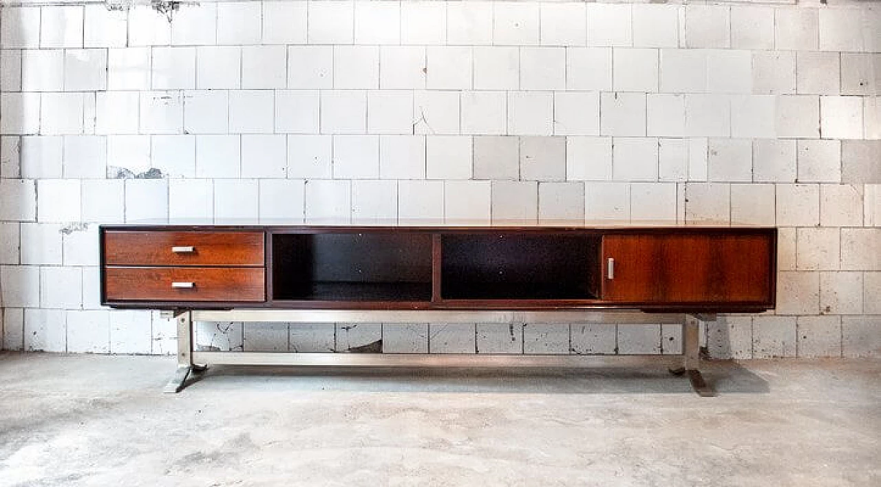 Credenza in teak ed acciaio di Gianni Moscatelli per Formanova, anni '70 1