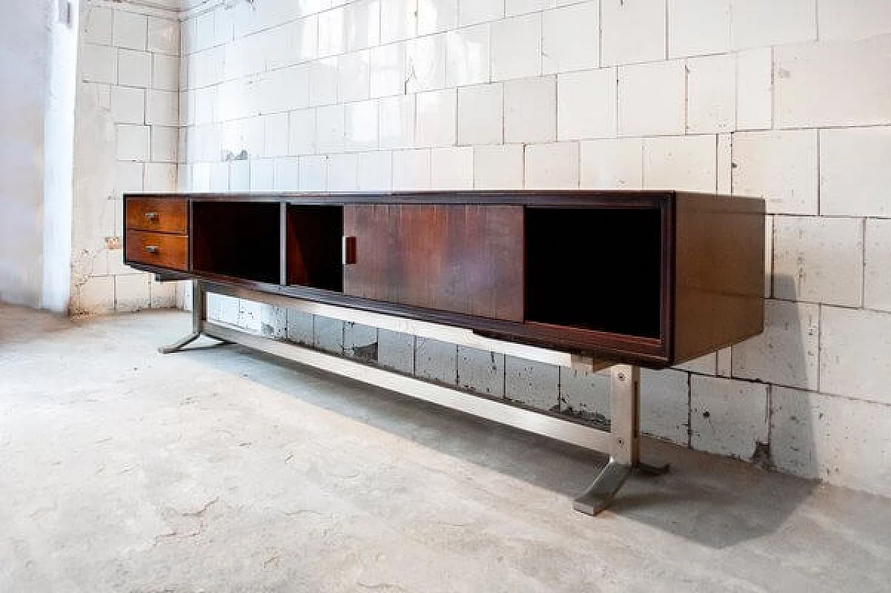 Credenza in teak ed acciaio di Gianni Moscatelli per Formanova, anni '70 2