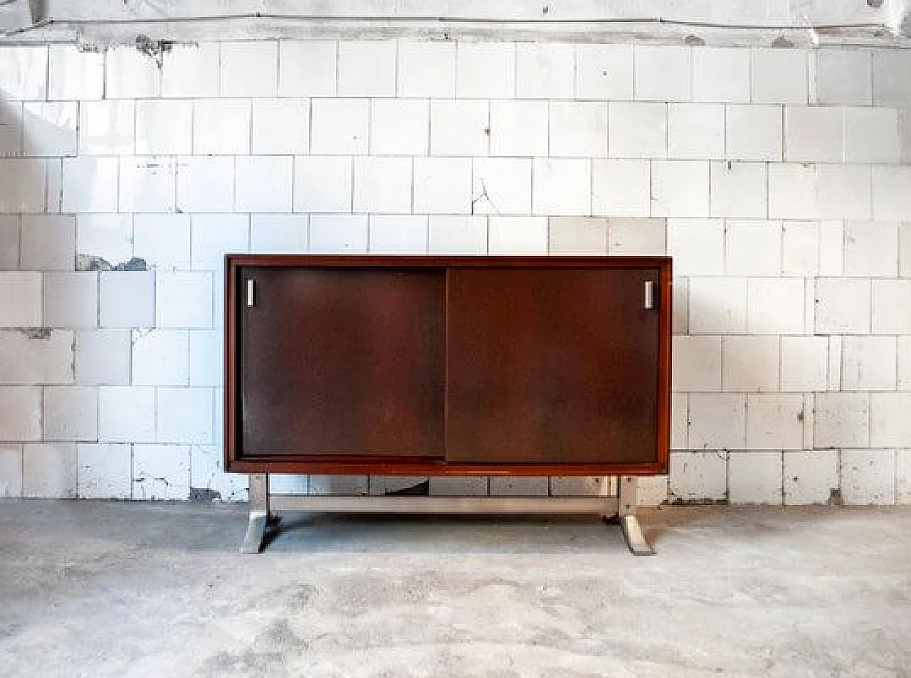 Credenza in teak ed acciaio di Gianni Moscatelli per Formanova, anni '70 1