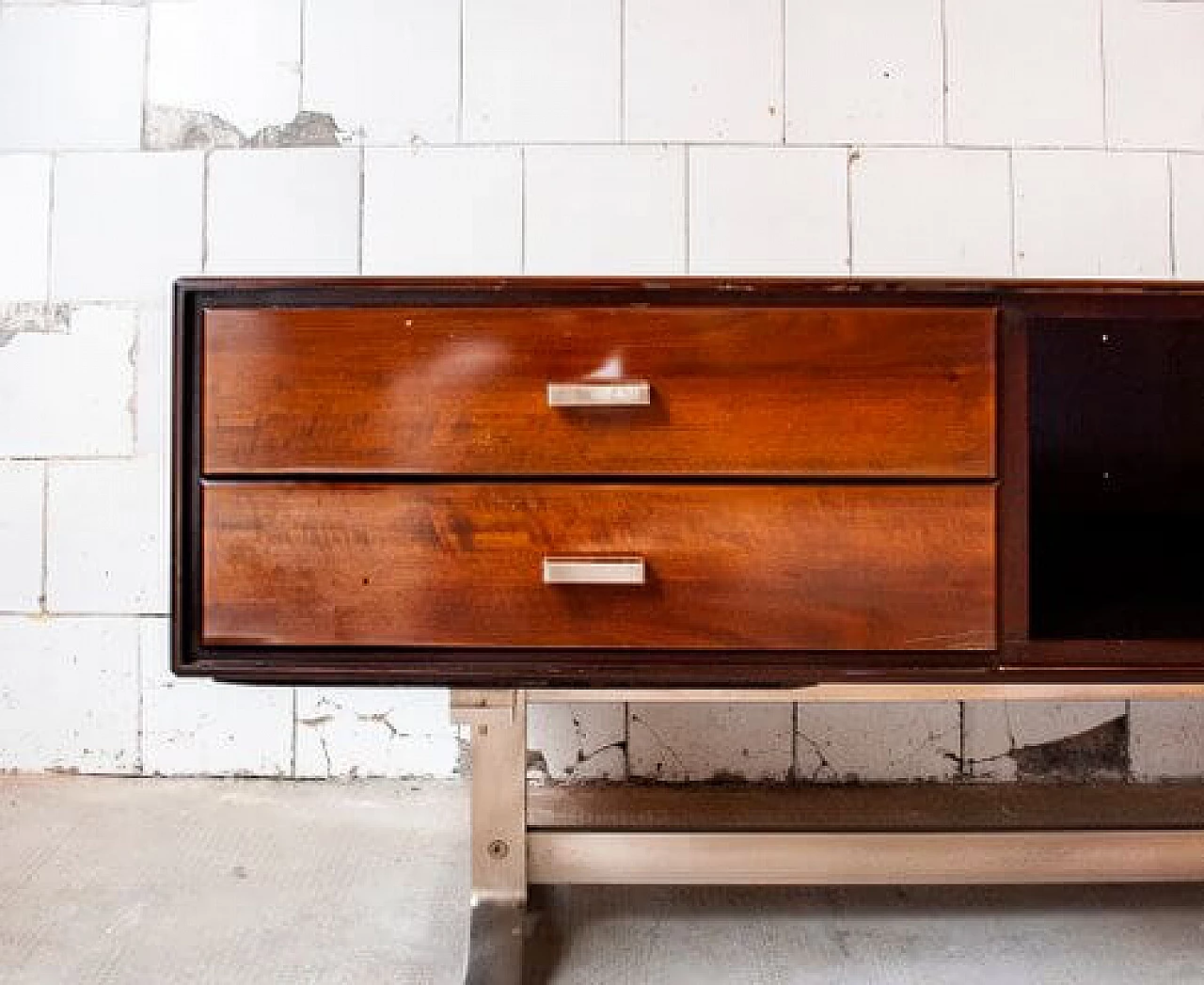 Credenza in teak ed acciaio di Gianni Moscatelli per Formanova, anni '70 3