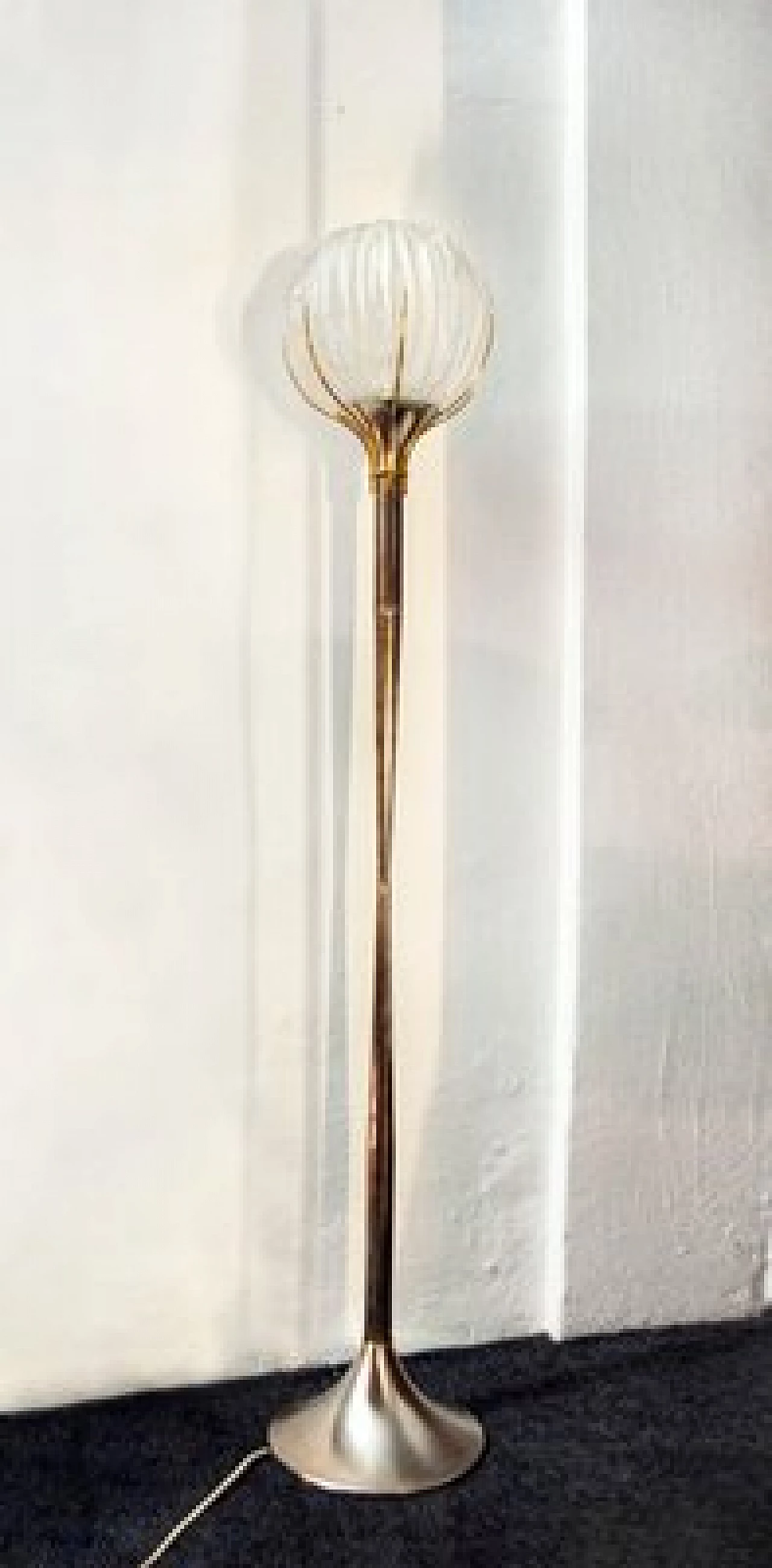 Brass and glass floor lamp by Angelo Brotto for Esperia, 1960s 1