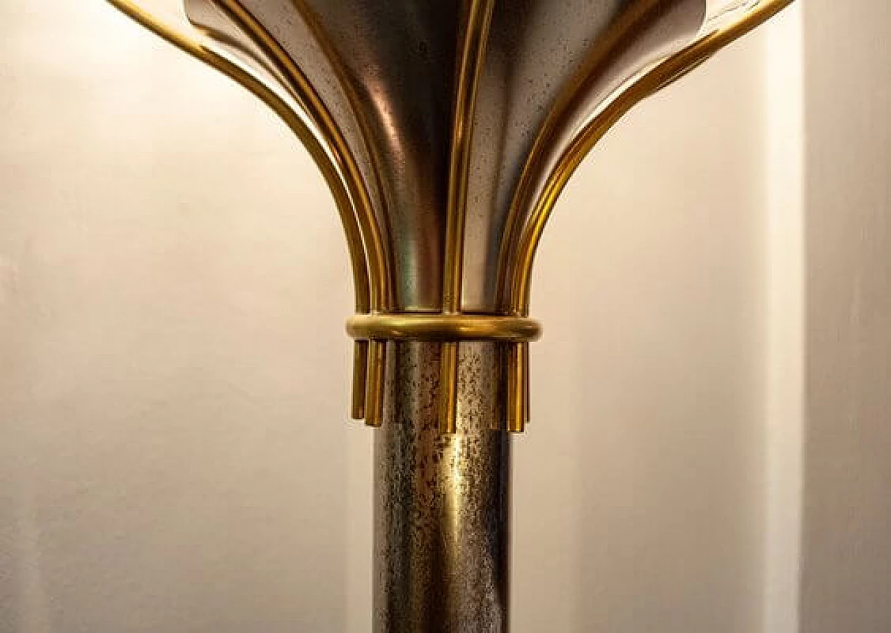 Brass and glass floor lamp by Angelo Brotto for Esperia, 1960s 6