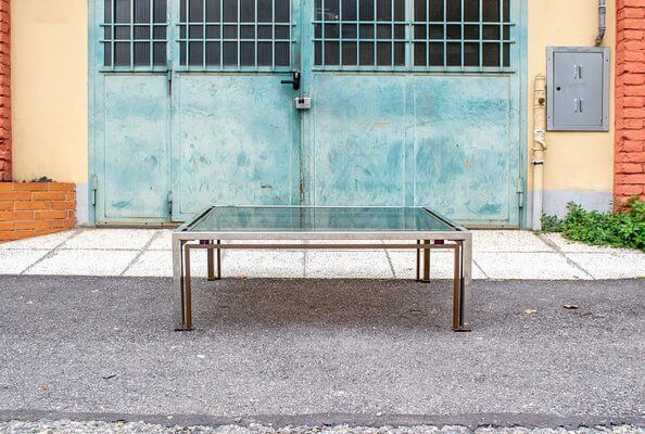 Steel and brass coffee table with acrylic glass decorations, 1970s 1