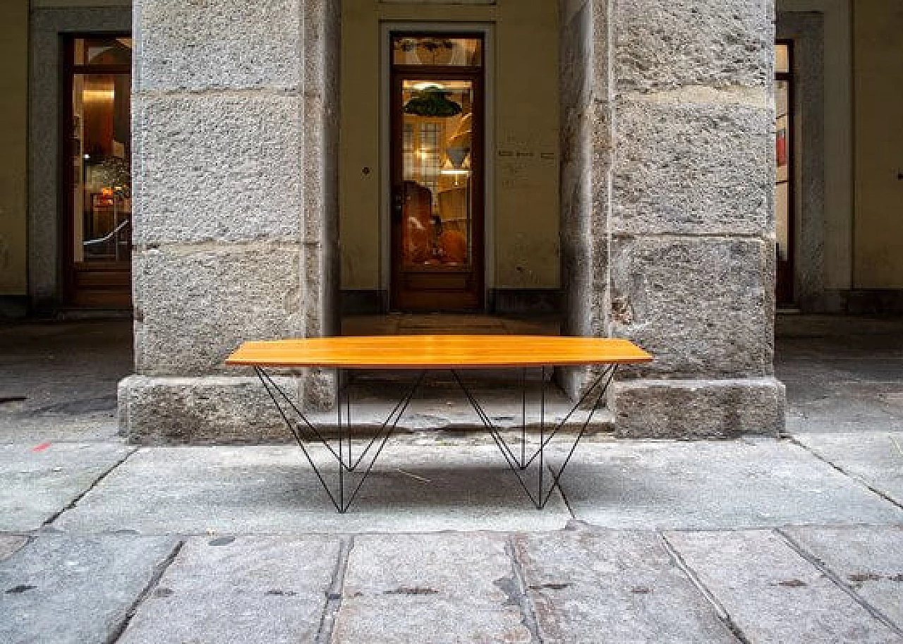 Side table in iron, wood and brass, 1950s 2