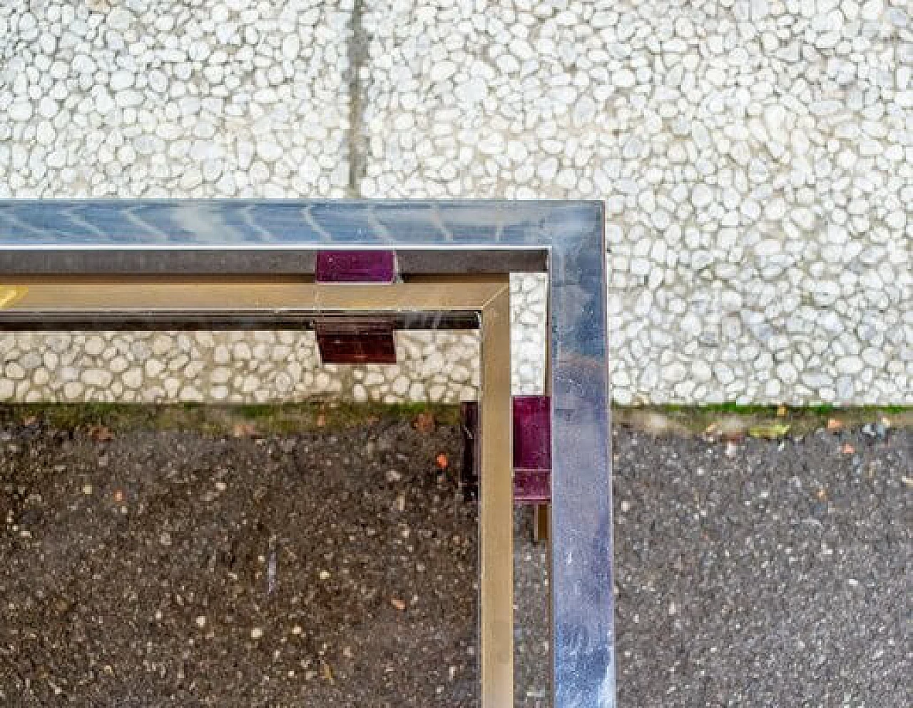 Steel and brass coffee table with acrylic glass decorations, 1970s 3