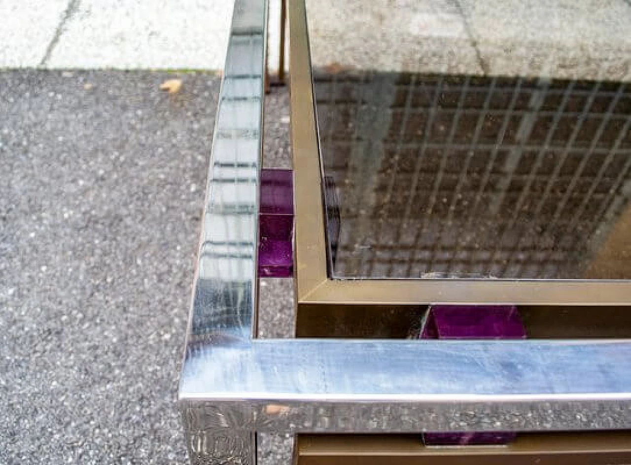 Steel and brass coffee table with acrylic glass decorations, 1970s 4