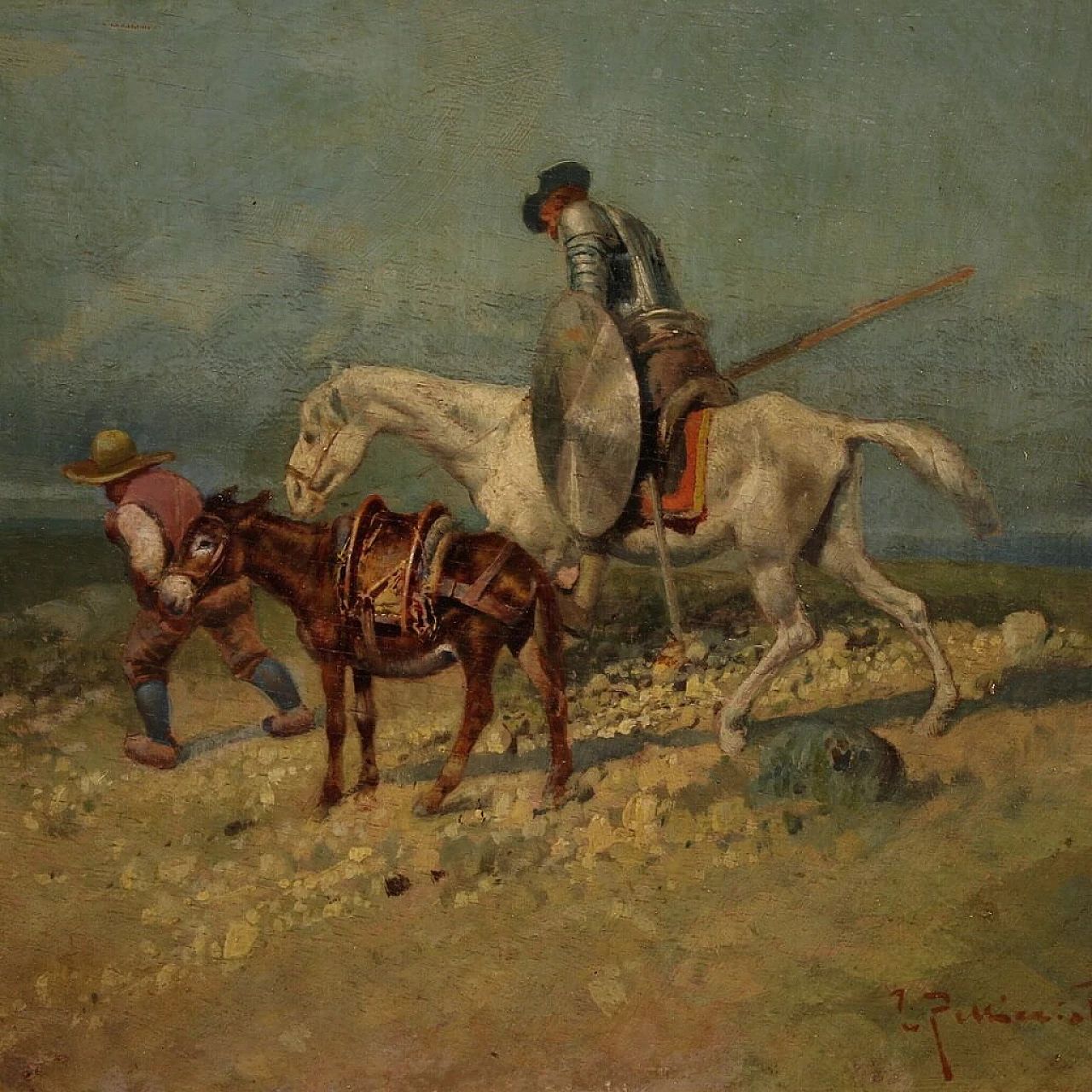 Don Chisciotte e Sancho Panza, olio su tavoletta, anni '40 1