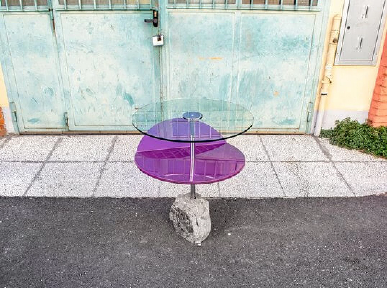 Pair of Side tables with stone base from Saporiti Italia, 1980s 2