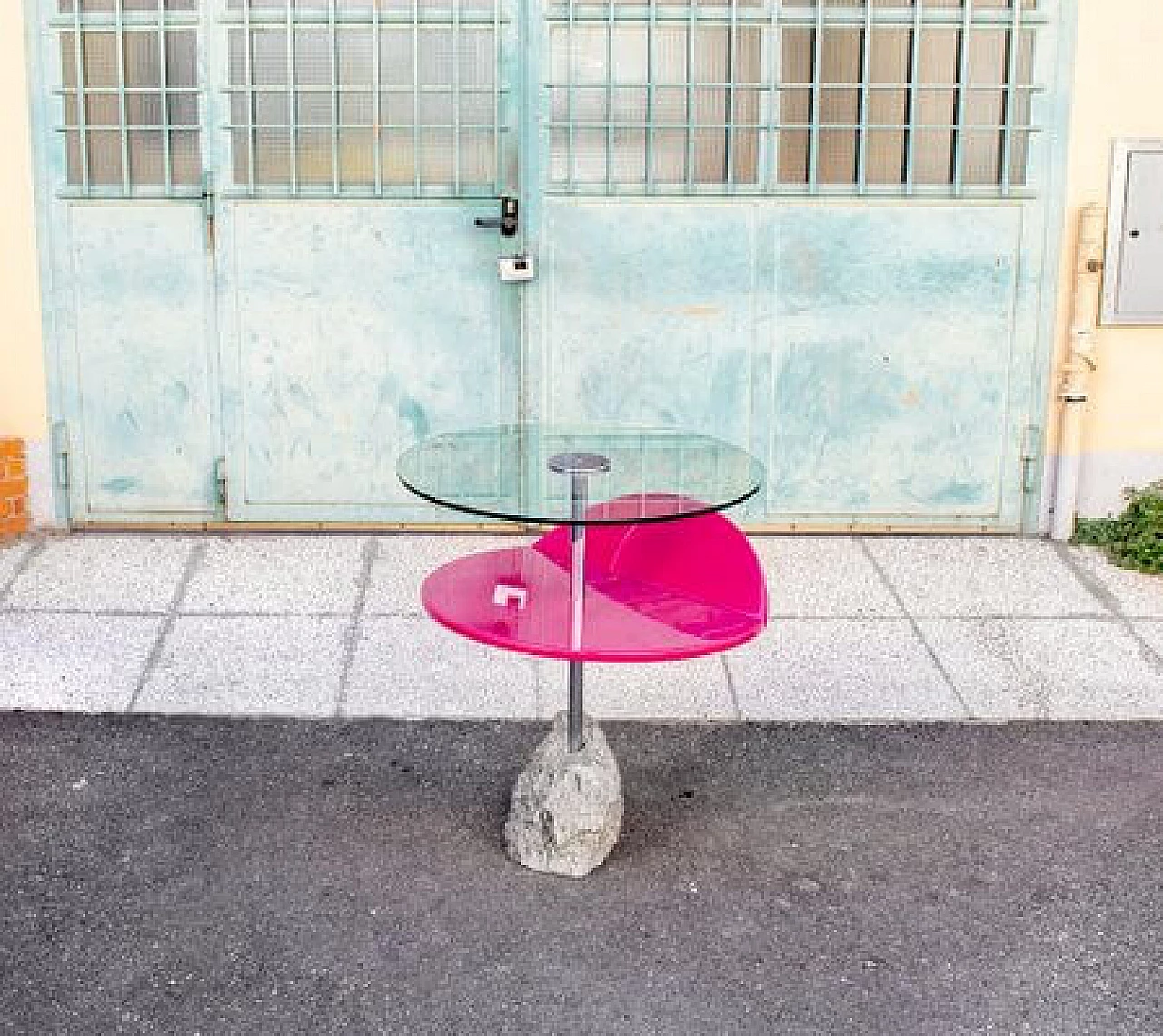 Pair of Side tables with stone base from Saporiti Italia, 1980s 7