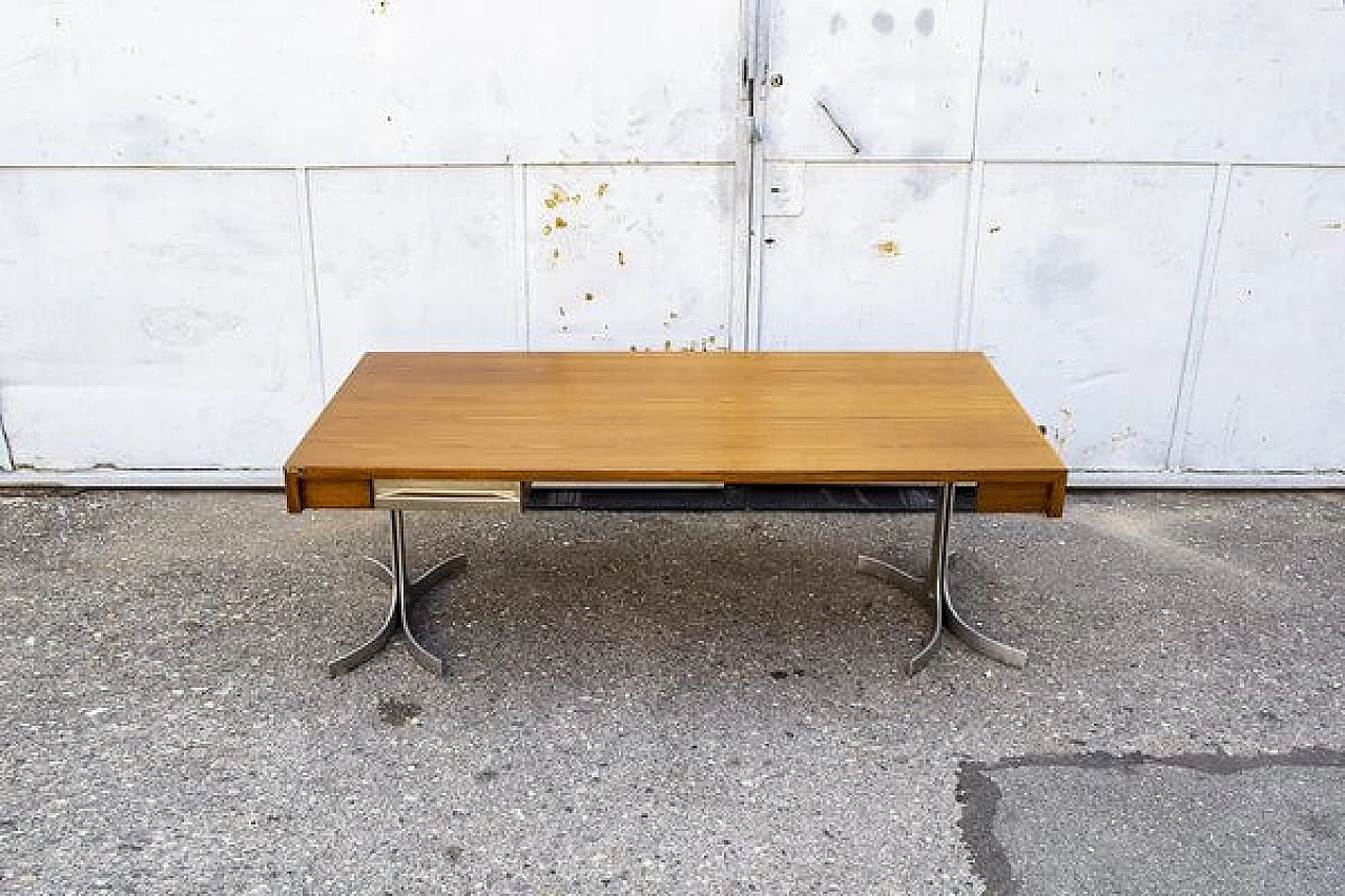 Desk in aluminium and wood with drawer from Trau, 1960s 1