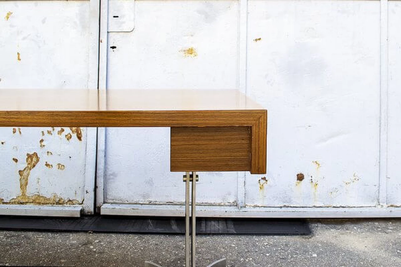 Desk in aluminium and wood with drawer from Trau, 1960s 3