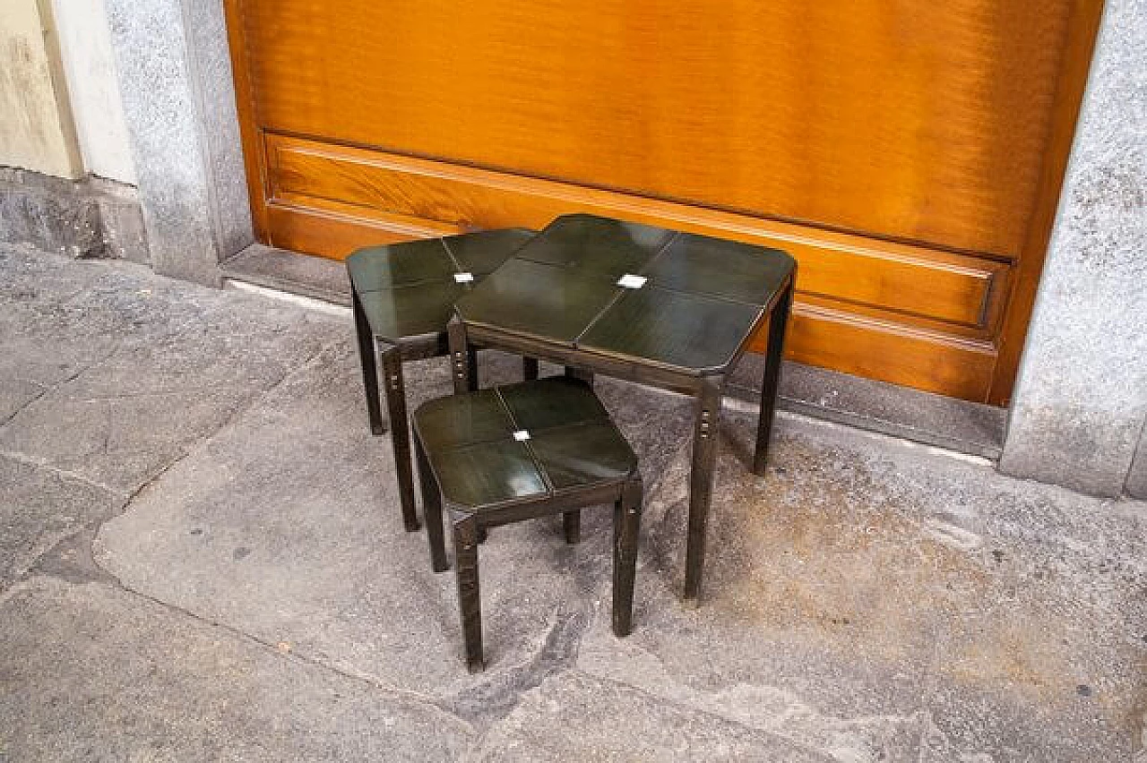 3 stackable side tables in wood and acrylic glass, 1980s 2