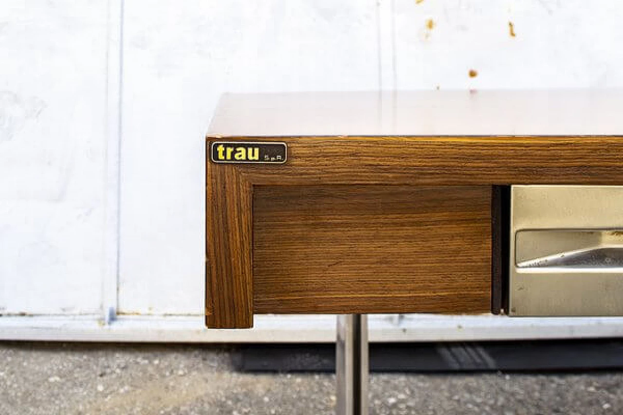 Desk in aluminium and wood with drawer from Trau, 1960s 4