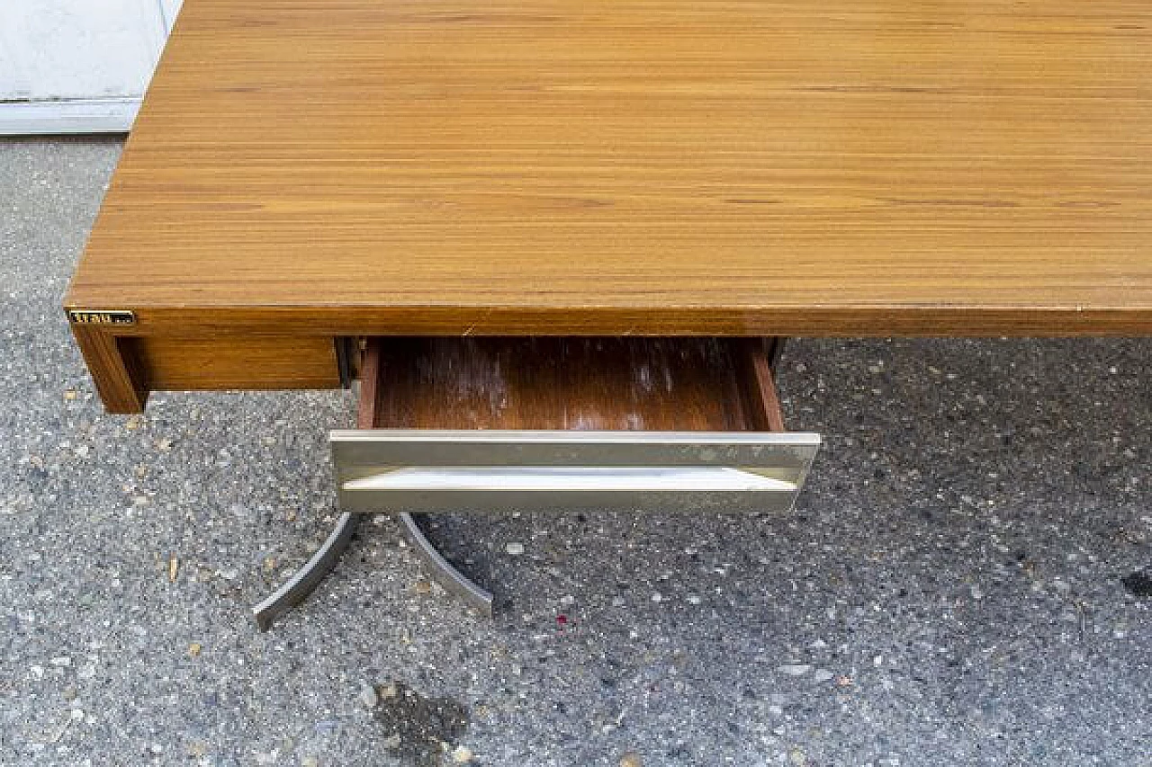 Desk in aluminum, wood and glass from Trau, 1960s 4