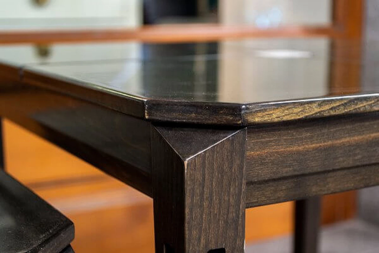 3 stackable side tables in wood and acrylic glass, 1980s 5