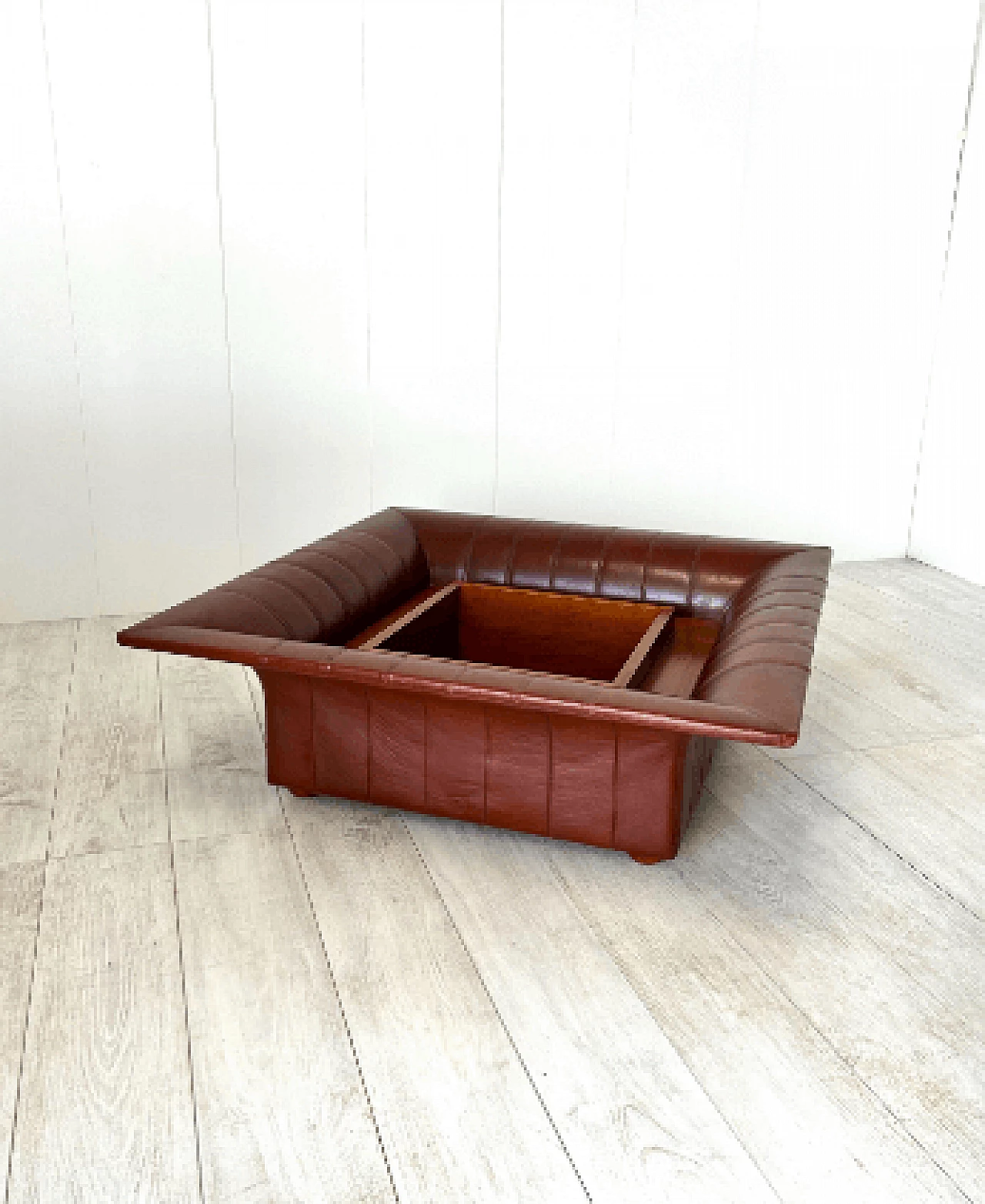 Wood and leather coffee table by Poltrona Frau, 1980s 4