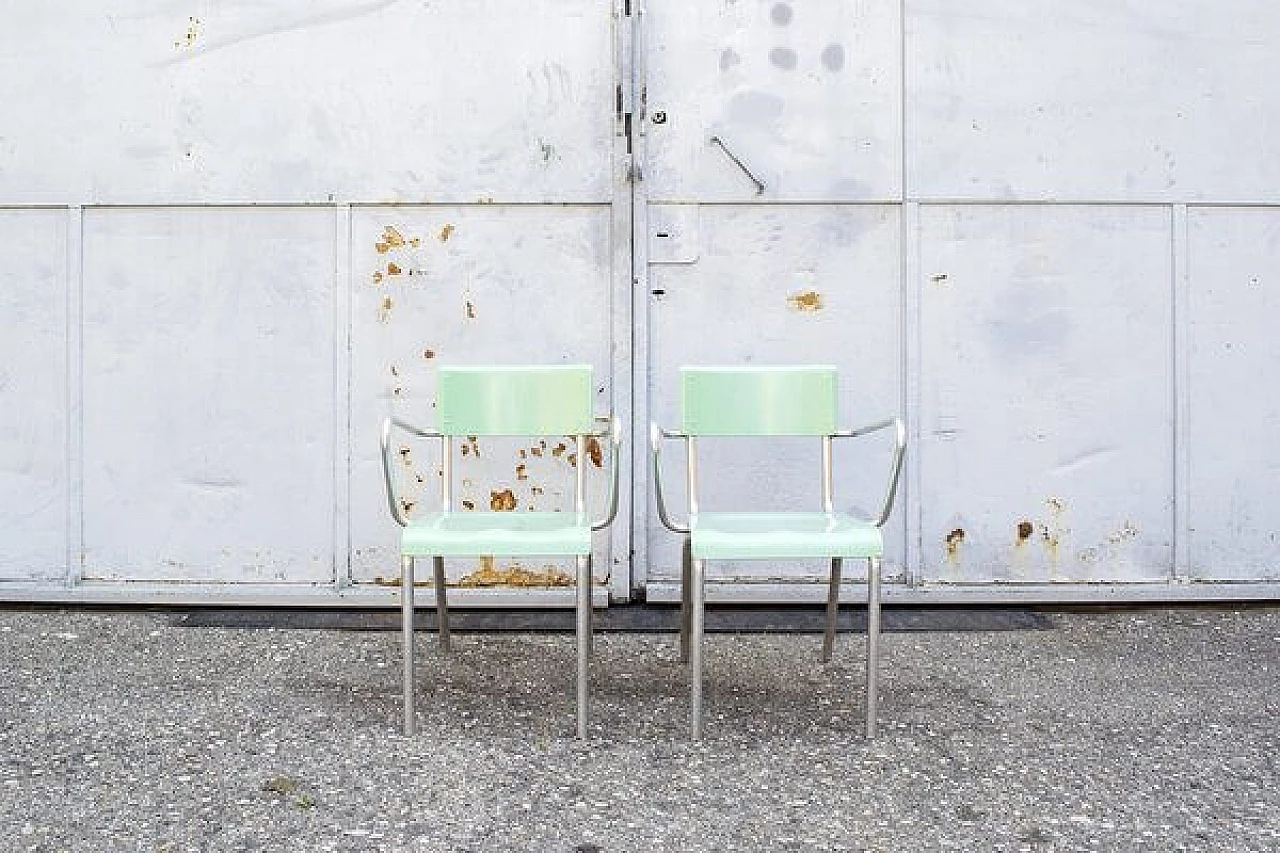 Pair of teal formica chairs, 1950s 1