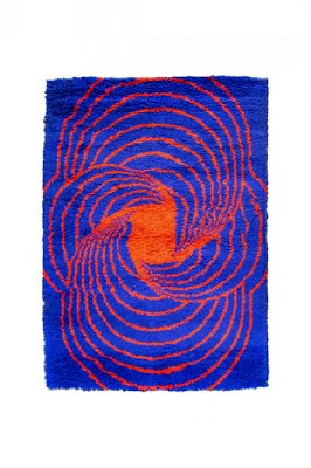 Psychedelic blue wool rug, 1970s 1