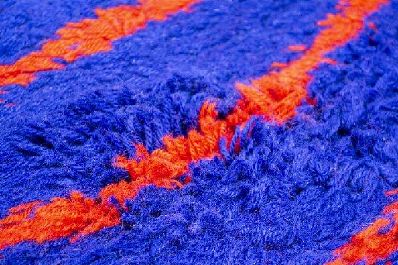 Psychedelic blue wool rug, 1970s 3