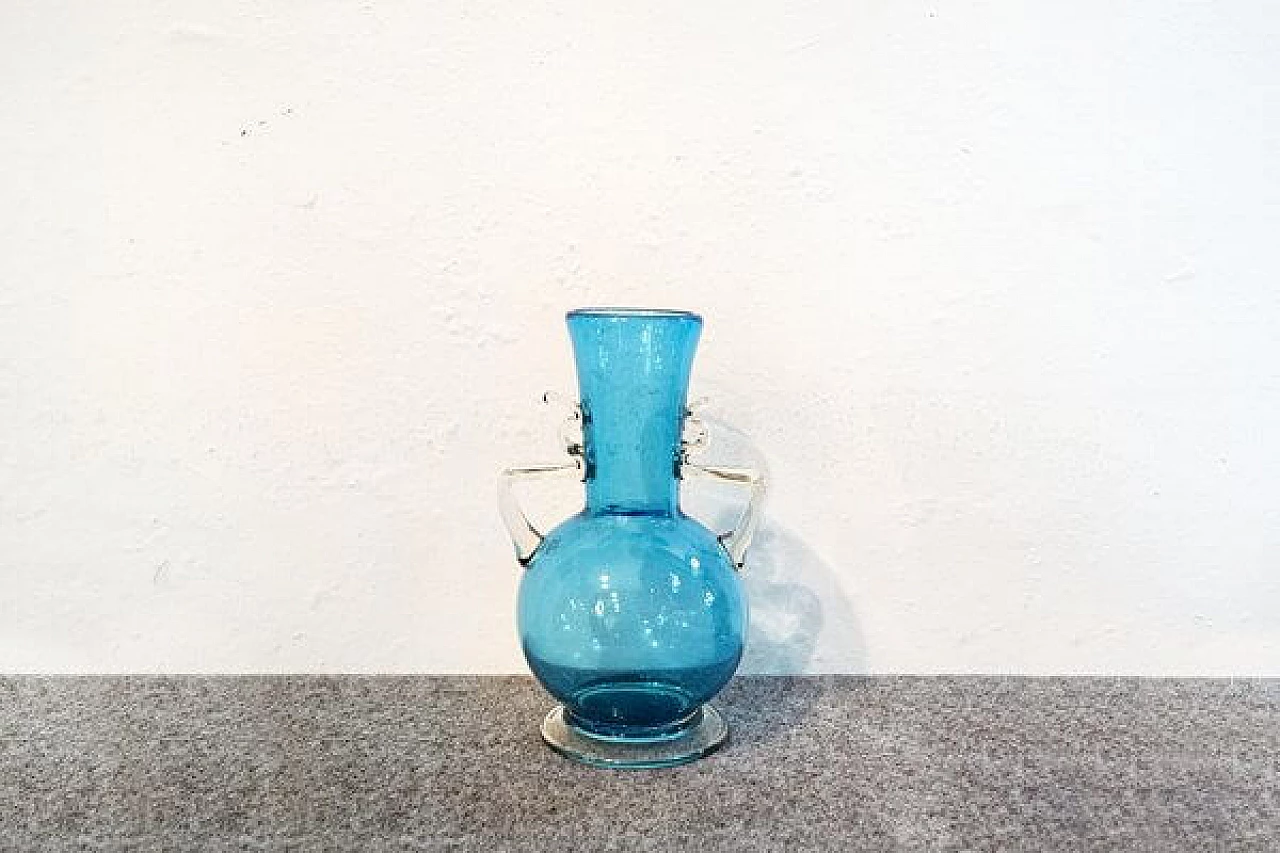 Blue Murano glass amphora vase, 1950s 1