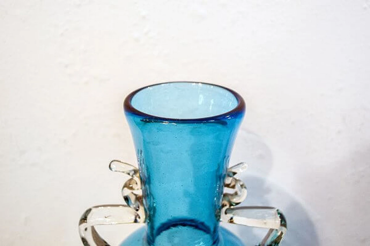 Blue Murano glass amphora vase, 1950s 3