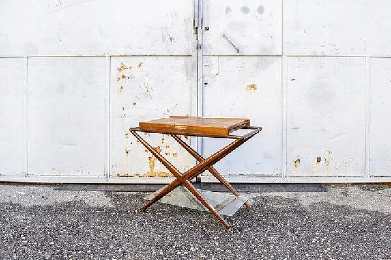 Wood and glass side table, 1950s 1