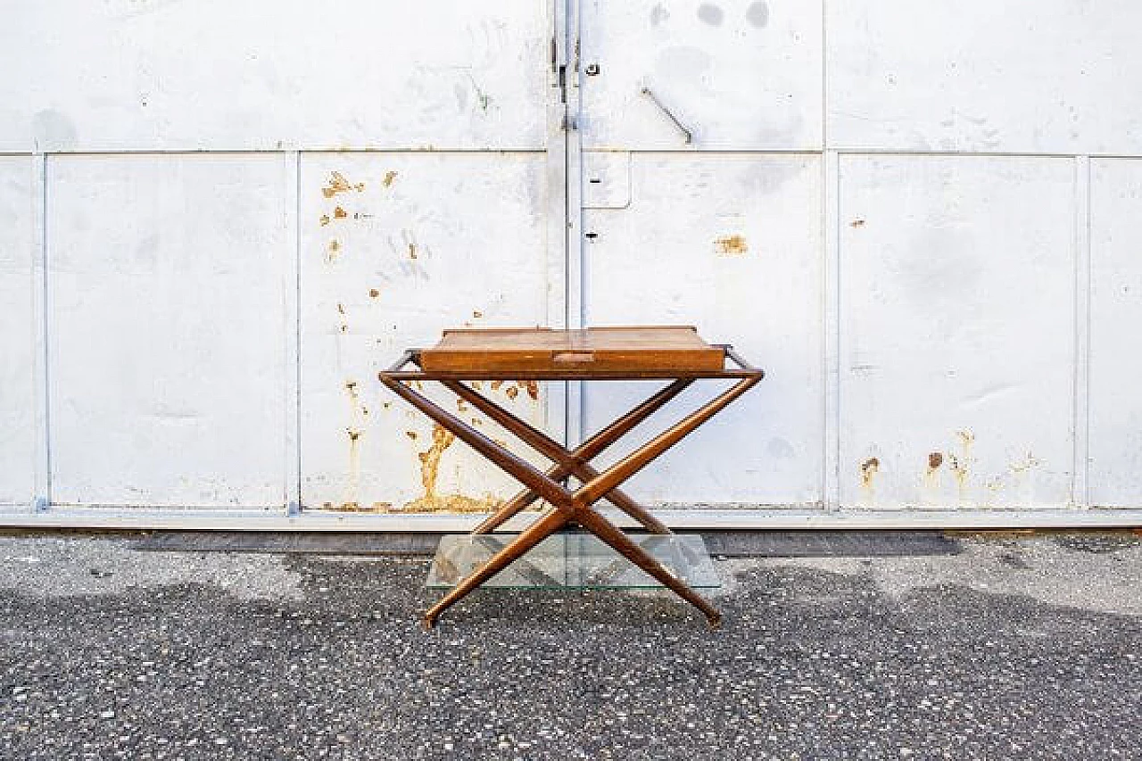 Wood and glass side table, 1950s 2