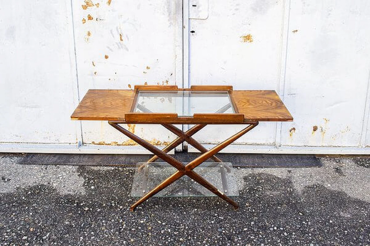 Wood and glass side table, 1950s 3